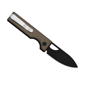 Kizer V3708A2 Little Ringbo, Brown Aluminum, AEB-L, Black Stonewashed