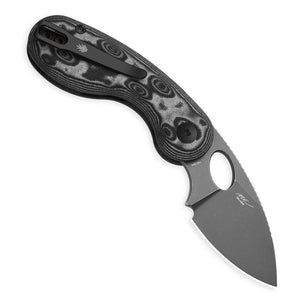 Kizer V2742A5 Microbe, Black & Gray Vortex Micarta, 14C28N, Gray Stonewashed