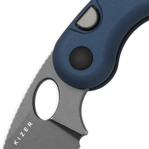 Kizer V2742A1 Microbe, Blue Aluminum, 14C28N, Gray Stonewashed
