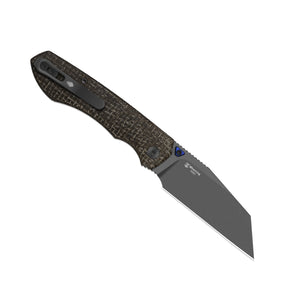Kizer V3738BW3 Wharning, Brown (Green) GID Canvas Micarta, N690, Gray PVD & Stonewashed