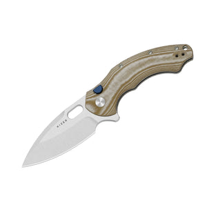 Kizer V4477BDA1 Roach XL, Brown Norplex Ultrex Micarta, 14C28N