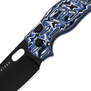 Kizer V3488.29BSA1 C01C 2.9 BS, Blue Vortex Micarta, Nitro-V, Black PVD