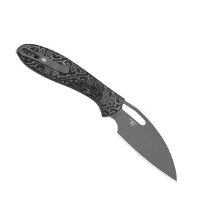 Kizer V3697A2 Masu, Black & Gray Vortex Pattern Micarta, 14C28N, Gray PVD