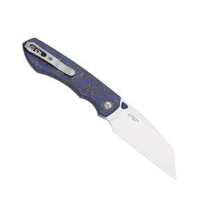 Kizer V3738BW2 Wharning, Blue & Purple Vortex Pattern Micarta, N690