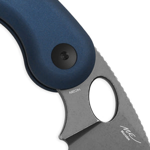 Kizer V2742A1 Microbe, Blue Aluminum, 14C28N, Gray Stonewashed