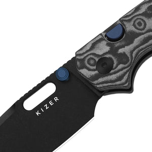 Kizer V3802BDA2 Outposter, Black Vortex Pattern Micarta, Nitro-V, Black PVD