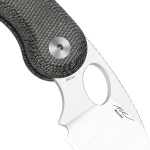 Kizer V2742A2 Microbe, Black Norplex Ultrex Micarta, 14C28N