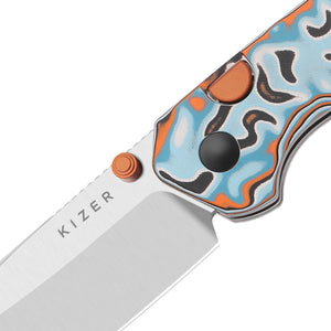 Kizer V3693BSA2 Madrac, Multicolored Vortex Pattern Micarta, 14C28N