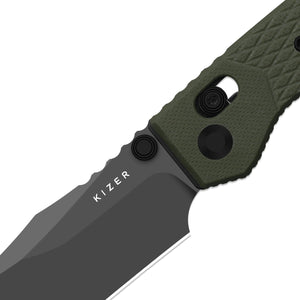Kizer V3824CT1 Kinisis, Olive Green G10, 14C28N, Gray PVD