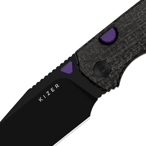 Kizer V3738BW1 Wharning, Black Micarta, N690, Black PVD