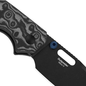 Kizer V3802BDA2 Outposter, Black Vortex Pattern Micarta, Nitro-V, Black PVD