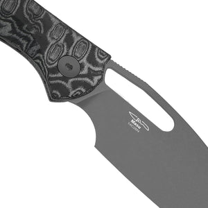 Kizer V3697A2 Masu, Black & Gray Vortex Pattern Micarta, 14C28N, Gray PVD
