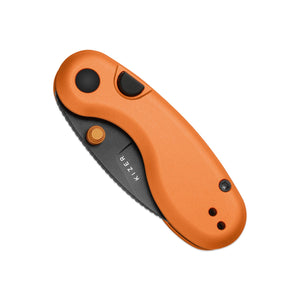 Kizer V2742A3 Microbe, Orange Aluminum, 14C28N, Black PVD