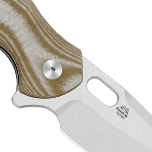 Kizer V4477BDA1 Roach XL, Brown Norplex Ultrex Micarta, 14C28N