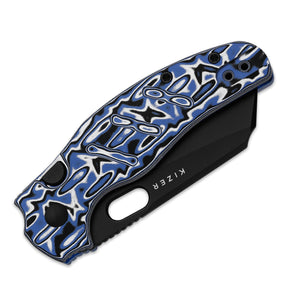 Kizer V3488.29BSA1 C01C 2.9 BS, Blue Vortex Micarta, Nitro-V, Black PVD
