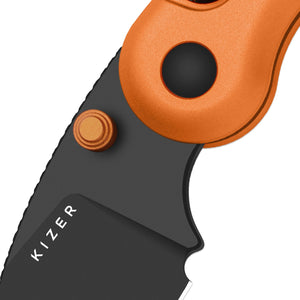 Kizer V2742A3 Microbe, Orange Aluminum, 14C28N, Black PVD