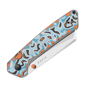 Kizer V3693BSA2 Madrac, Multicolored Vortex Pattern Micarta, 14C28N