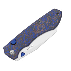 Kizer V3738BW2 Wharning, Blue & Purple Vortex Pattern Micarta, N690