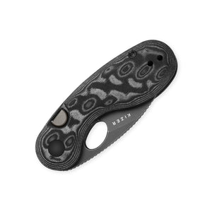 Kizer V2742A5 Microbe, Black & Gray Vortex Micarta, 14C28N, Gray Stonewashed
