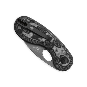 Kizer V2742A5 Microbe, Black & Gray Vortex Micarta, 14C28N, Gray Stonewashed