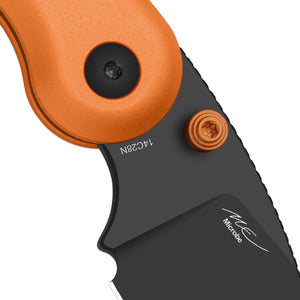 Kizer V2742A3 Microbe, Orange Aluminum, 14C28N, Black PVD