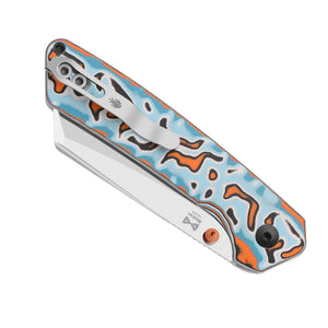 Kizer V3693BSA2 Madrac, Multicolored Vortex Pattern Micarta, 14C28N