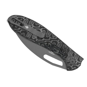 Kizer V3697A2 Masu, Black & Gray Vortex Pattern Micarta, 14C28N, Gray PVD
