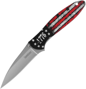 Kershaw Leek Assisted Opening Knife 1776 Flag (3" Bead Blast)