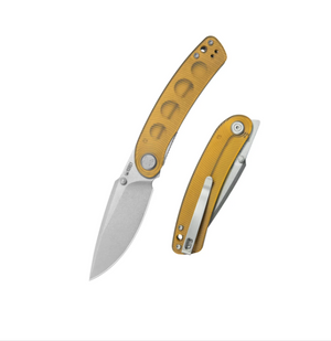 Kubey KU344Q Momentum Liner Lock Knife Amber D2 + Ultem (3.43")