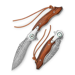 TRIVISA Lepus-01 Linerlock Brown Ironwood (4.125" Damascus)
