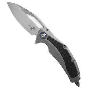 Microtech Matrix S/E Frame Lock Knife Titanium w/ Blue Pivot (3.8" Hand Satin)