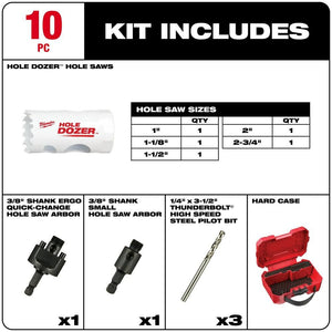 Milwaukee 49-22-4039 10PC HOLE DOZER Bi-Metal Hole Saw Set (Open Box)