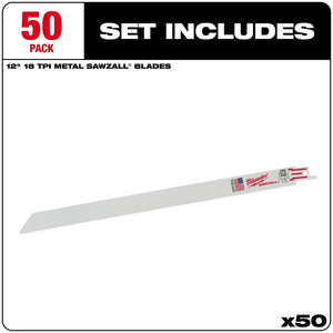 Milwaukee 48-01-6189 12 in. 18 TPI Thin Kerf SAWZALL Blades 50PK