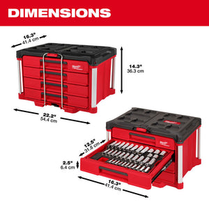 Milwaukee 48-22-9491 1/4",3/8",1/2" Ratchet Socket Set w/ PACKOUT Tool Box 242PC