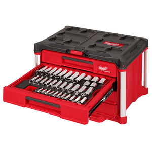 Milwaukee 48-22-9491 1/4",3/8",1/2" Ratchet Socket Set w/ PACKOUT Tool Box 242PC