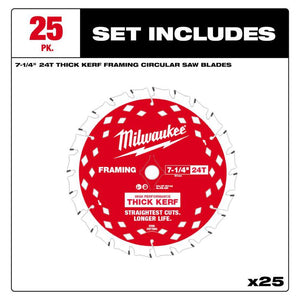 Milwaukee 48-40-2740 7-1/4" 24T Thick Kerf Framing Circular Saw Blade 25 PK