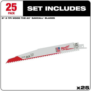 Milwaukee 48-00-8026 9 In. 5/8 TPI White Bi-Metal Reciprocating Saw Blade 25PK