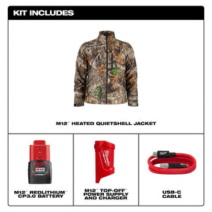 Milwaukee 224C-21 M12 Heated QUIETSHELL Jacket Kit with 3.0 Battery & Charger