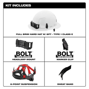 Milwaukee 48-73-1121 White Full Brim Hard Hat with 6PT Ratcheting Suspension