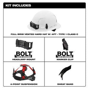 Milwaukee 48-73-1201 White Vented Hard Hat w/ 4pt Suspension (Open Box)