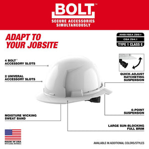 Milwaukee 48-73-1123 Full Brim Yellow Full Brim Hard Hat W/6Pt Ratcheting
