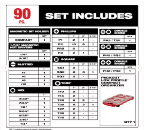 Milwaukee 48-32-5157 Shockwave 90 PC Impact Driver Bit Set w/ Packout Case
