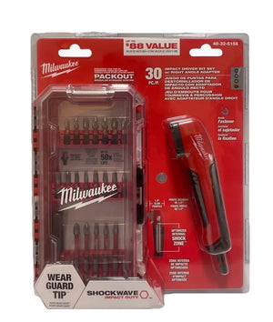 Milwaukee 48-32-5158 SHOCKWAVE Impact Drill/Driver Bit Set & Right Angle Adapter