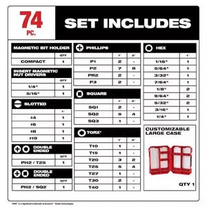 Milwaukee 48-32-5154 SHOCKWAVE Impact Duty Screw Driver Bit Set (74-Piece)