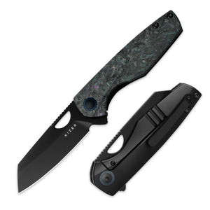 Kizer Sparrow Frame Lock Knife Ti + FatCarbon Medusa (3.2" Black)