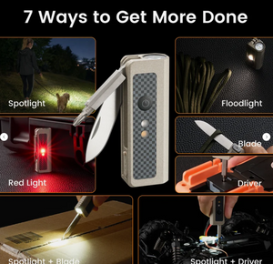 3-in-1 EDC Utility Tool, Flashlight, Pocket Knife & Screwdriver