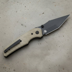 Chaves Knives OMEGASTREET Omega Street Liner Lock Black Blade w/ Green Micarta