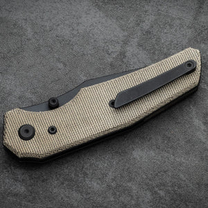 Chaves Knives OMEGASTREET Omega Street Liner Lock Black Blade w/ Green Micarta