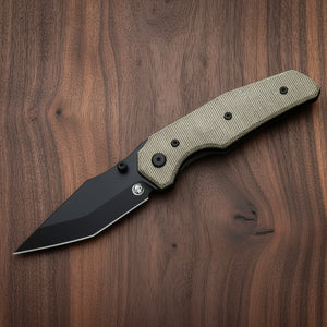 Chaves Knives OMEGASTREET Omega Street Liner Lock Black Blade w/ Green Micarta